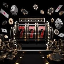 Mesin slot digital dengan tampilan warna-warni dan ikon menarik